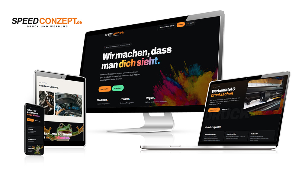 Webdesign für Speed Conzept Druck und Werbung
