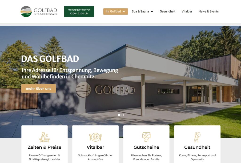 Website Golfbad Gesundheitspark